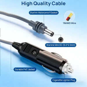 For Starlink Mini DC Power Cable Direct To Cigaretter 12V-24V Adapter Power Cable For Starlink Mini Waterproof